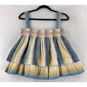 Warm Tank Top Womens Size 0 Blue Sleeveless Tiered Embroidered Casual Summer New